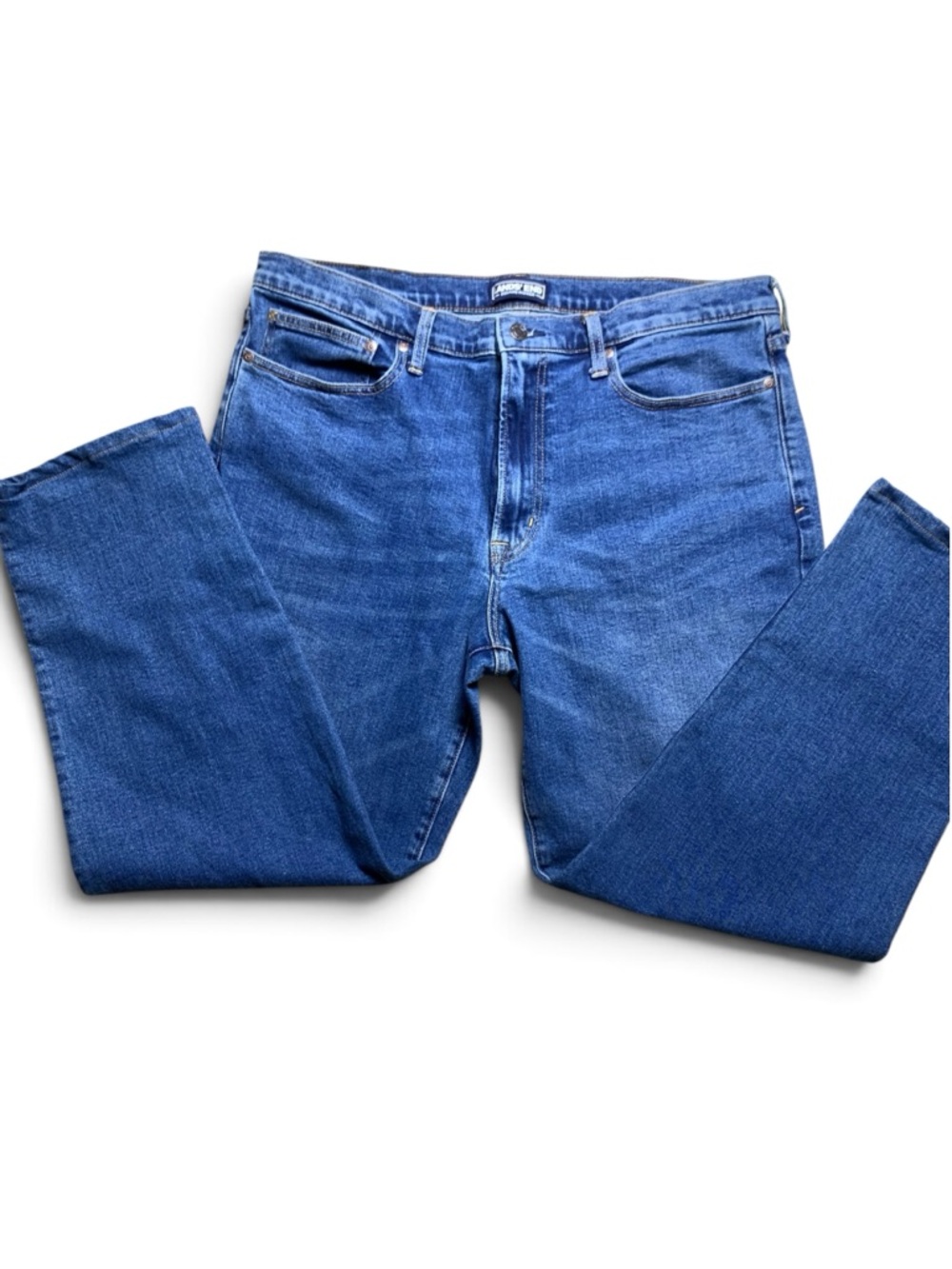 Lands’ End Square Rigger Men’s Jeans 37 Blue Traditional Fit Straight Leg - Picture 4 of 13